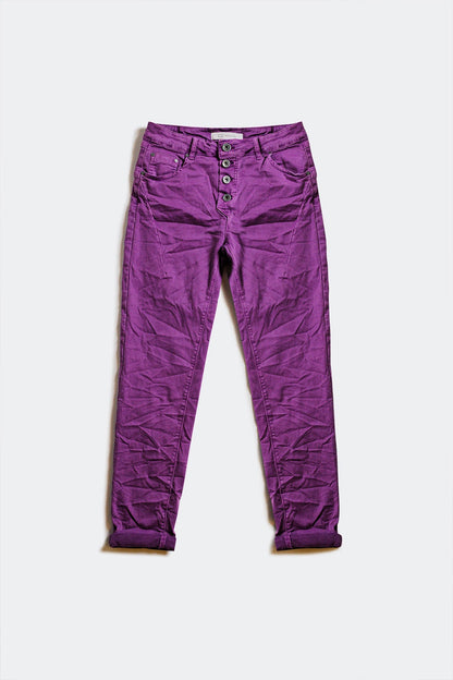 Exposed buttons skinny jeans in purple - Coloured Jeans