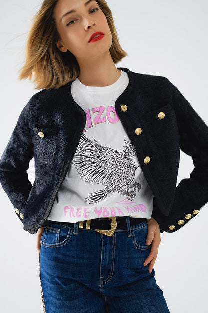 Extra soft fluffy high-quality cardigan in black