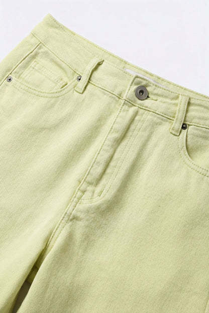 Extra Wide-Leg elastic Cotton Twill Pants in Mint green - Coloured Jeans