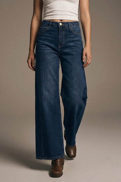 Extra Wide Leg Jeans in Dark Wash - Denim