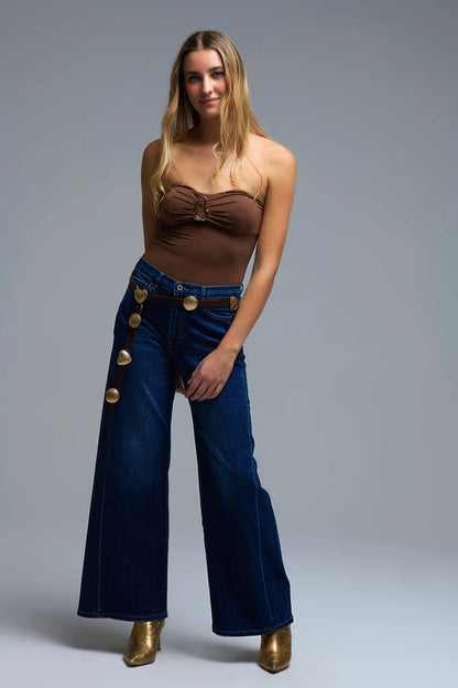 Extra Wide Leg Jeans in Dark Wash - Denim