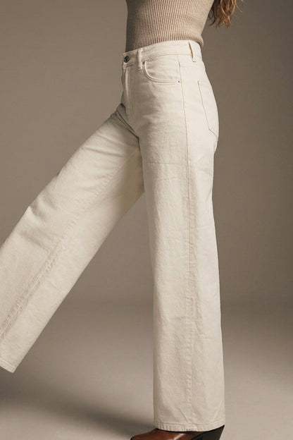 Extra wide leg trousers in cream color - Coloured Jeans