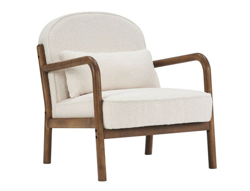 Fani Accent Chair - White Boucle and Walnut - Windsorchrome