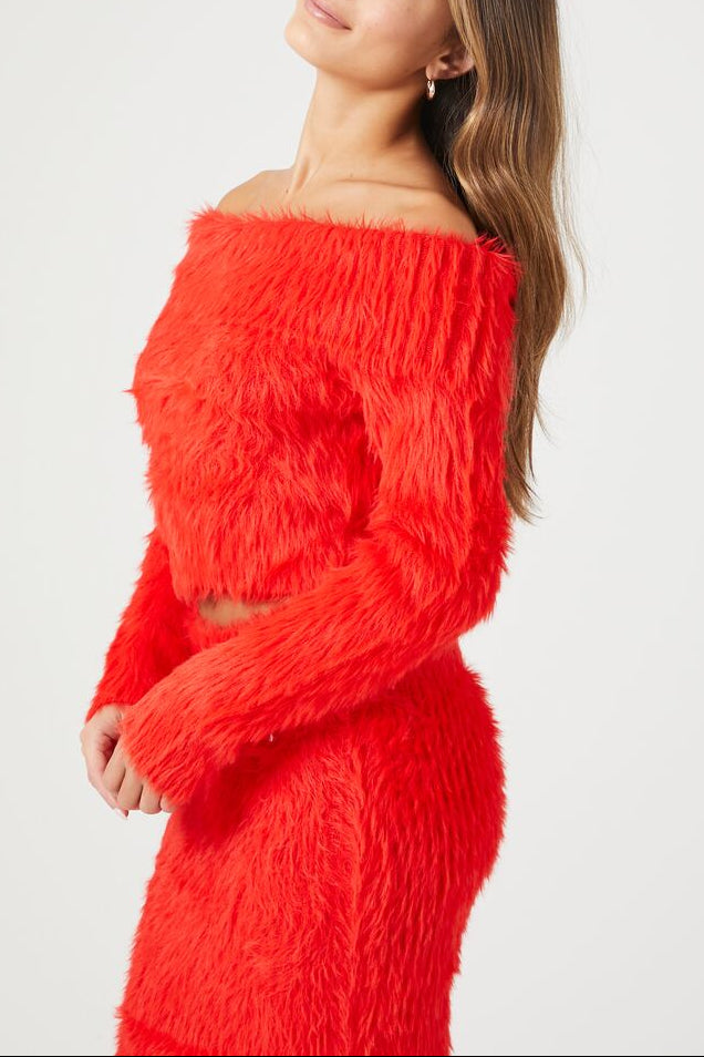 Faux Fur Off-the-Shoulder Top
