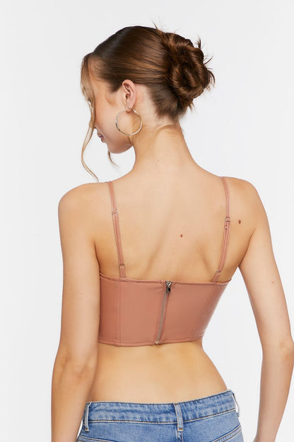 Faux Leather Cutout Bustier Top