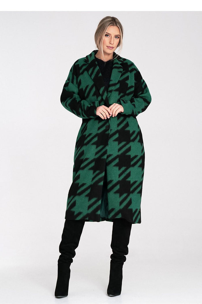 Figl Oversized Checked Wool Coat for Women green one-size-fits-all - Coats and Jackets