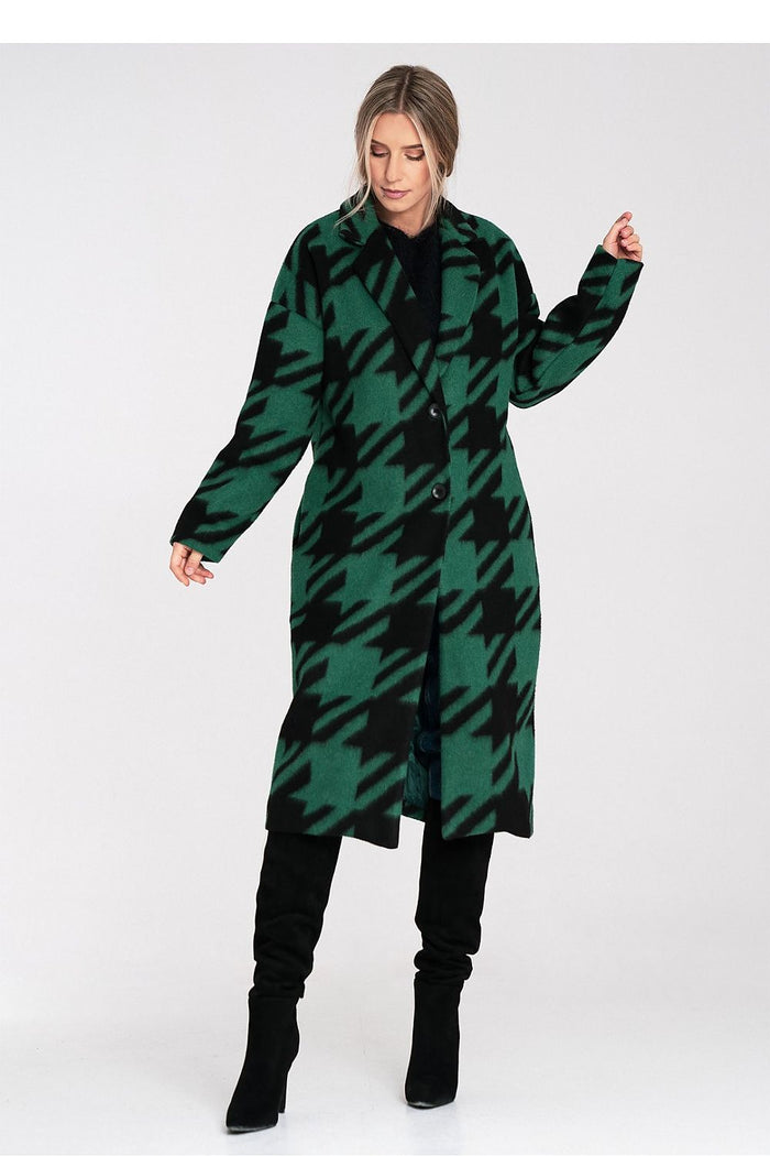 Figl Oversized Checked Wool Coat for Women - Coats and Jackets