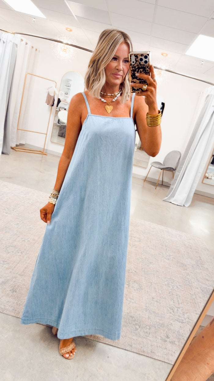 -FINAL SALE- Cheyenne Denim Maxi Dress