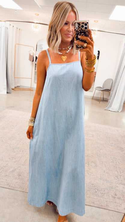-FINAL SALE- Cheyenne Denim Maxi Dress