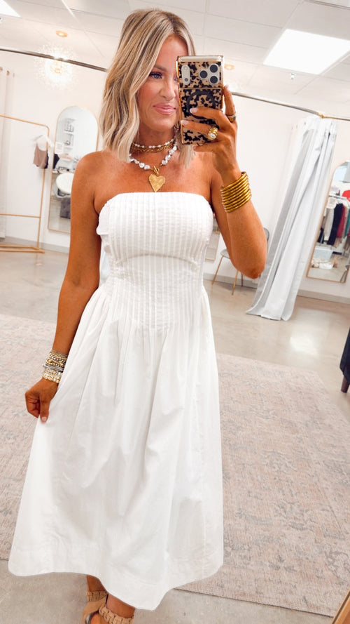 -FINAL SALE- The Prescott Strapless Midi Dress