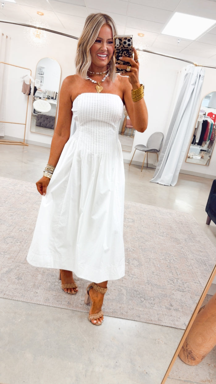 -FINAL SALE- The Prescott Strapless Midi Dress