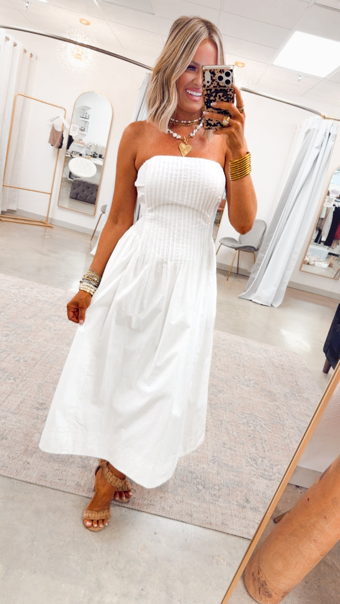-FINAL SALE- The Prescott Strapless Midi Dress