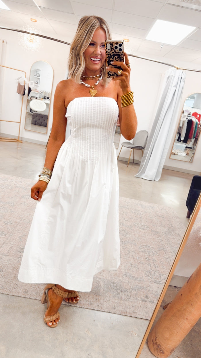 -FINAL SALE- The Prescott Strapless Midi Dress