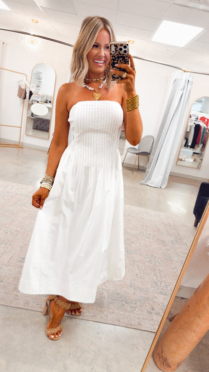 -FINAL SALE- The Prescott Strapless Midi Dress