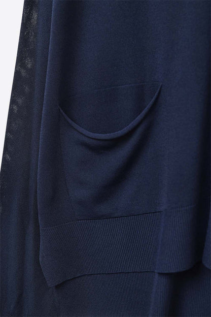 Fine Knit Cardigan with Front Pockets in navy