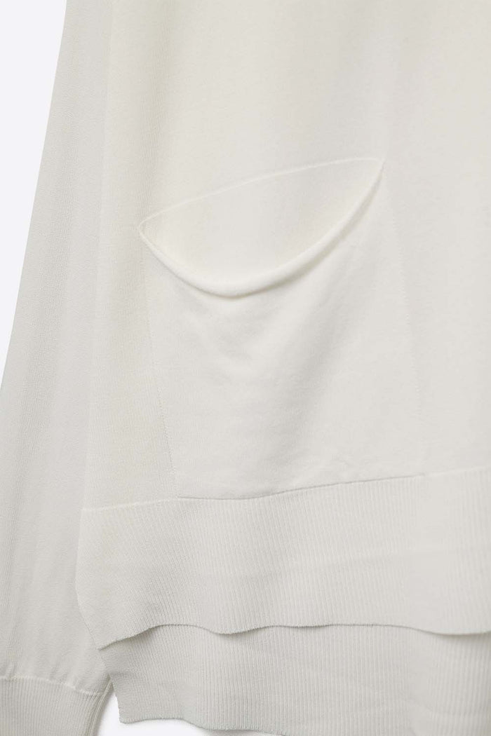 Fine Knit Cardigan with Front Pockets in white