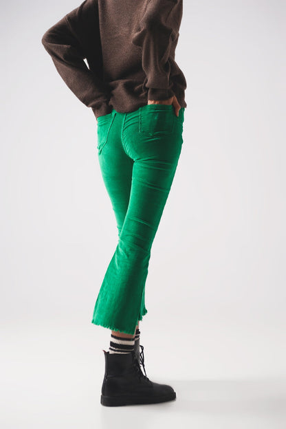 Flare corduroy pants in bold green - Coloured Jeans
