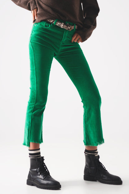 Flare corduroy pants in bold green - Coloured Jeans