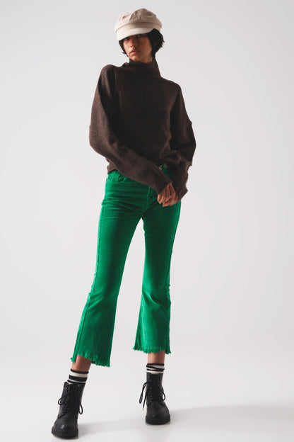 Flare corduroy pants in bold green - Coloured Jeans