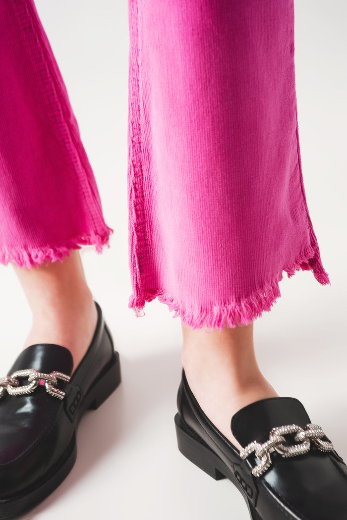 Flare corduroy pants in fucshia - Coloured Jeans