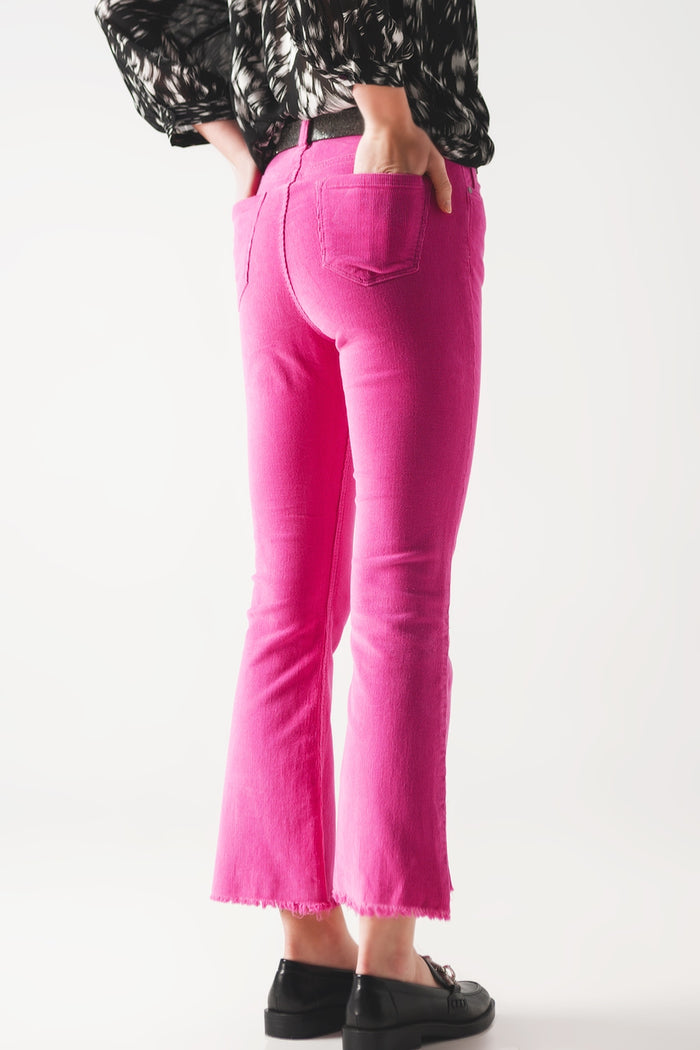 Flare corduroy pants in fucshia - Coloured Jeans