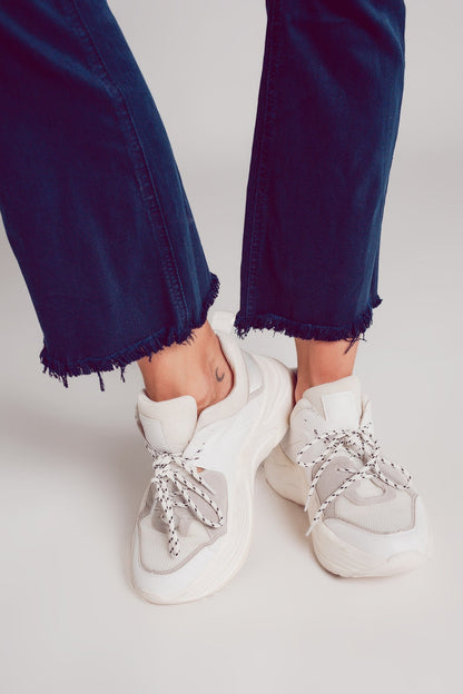 Flare jeans with raw hem edge in blue ink - Coloured Jeans