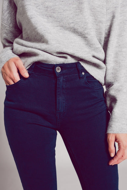 Flare jeans with raw hem edge in blue ink - Coloured Jeans