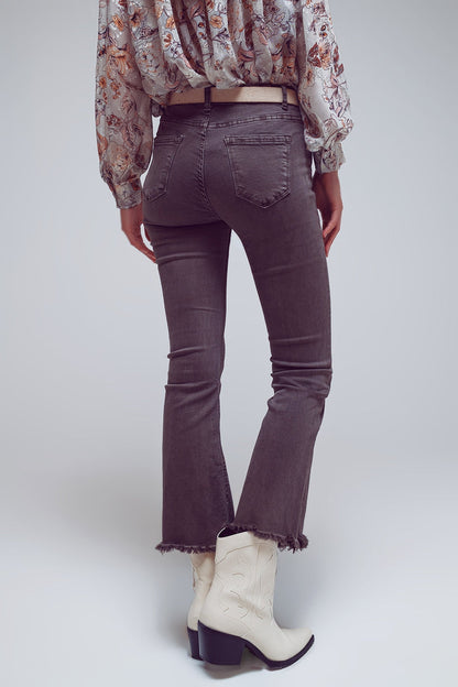 Flare jeans with raw hem edge in dark grey - Coloured Jeans