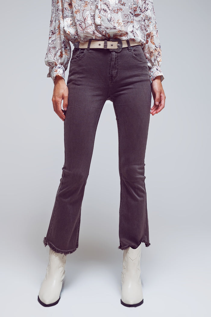Flare jeans with raw hem edge in dark grey - Coloured Jeans