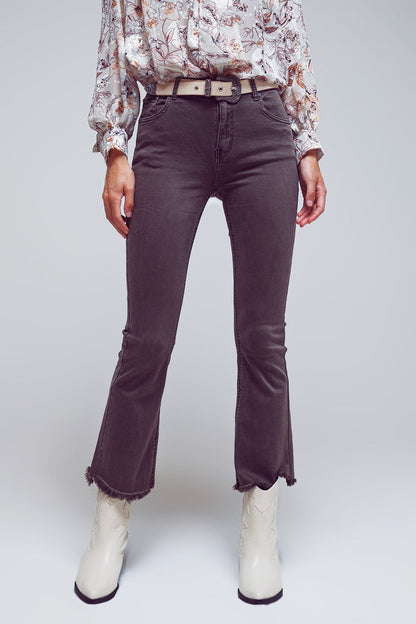 Flare jeans with raw hem edge in dark grey - Coloured Jeans