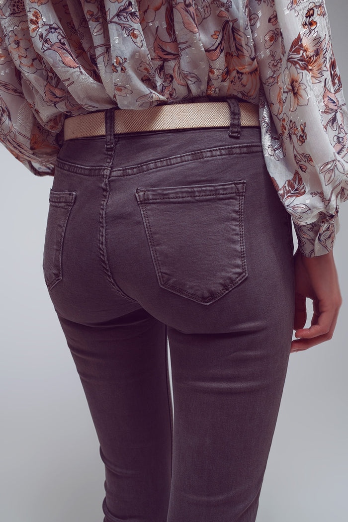 Flare jeans with raw hem edge in dark grey - Coloured Jeans
