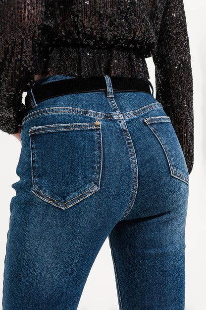 Flare jeans with split hem - Denim