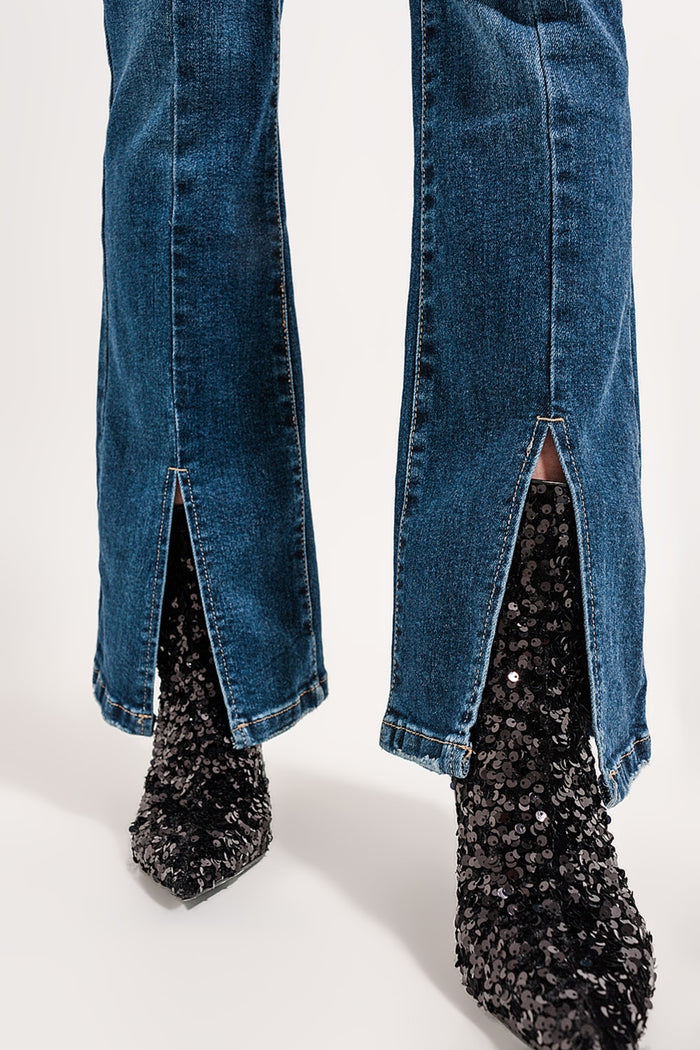Flare jeans with split hem - Denim