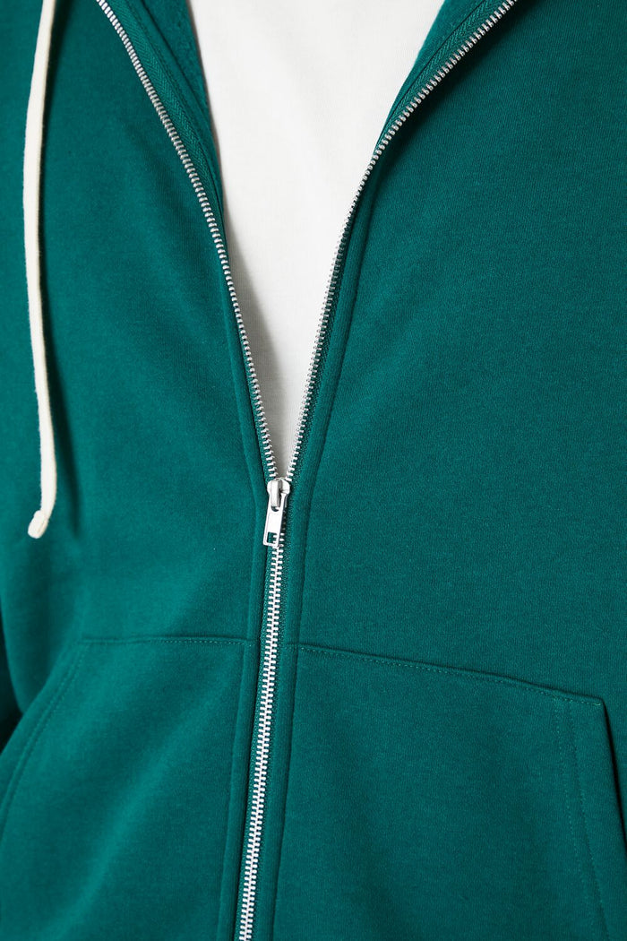 Fleece Drawstring Zip-Up Hoodie
