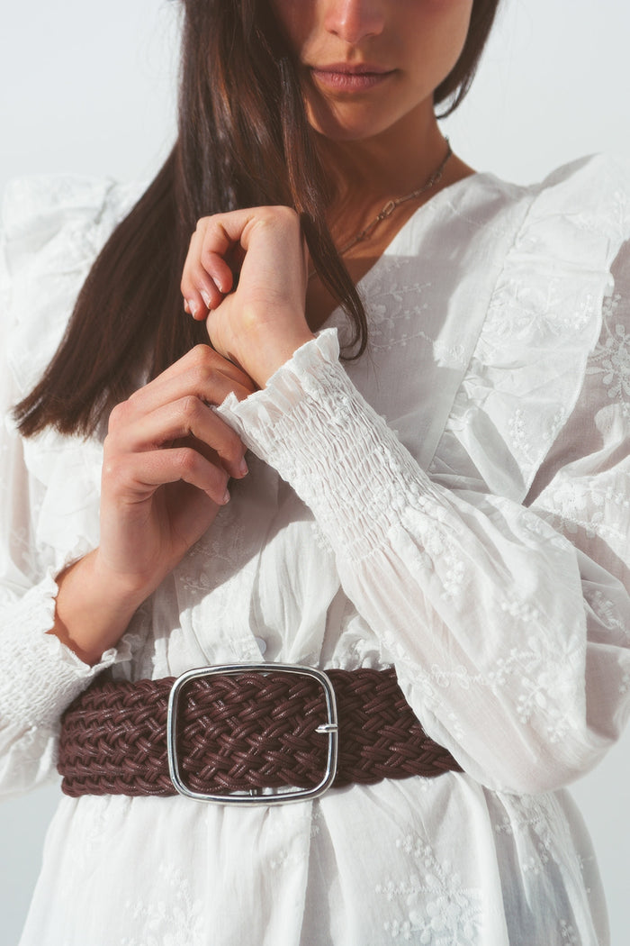 Floral Ruffle Mini Dress in White - dress