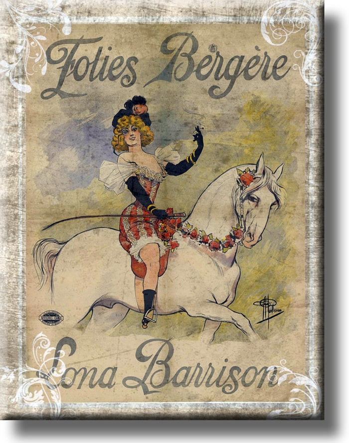 Folies Bergere Lona Barrison Vaudeville Act Picture on Stretched Canvas, Wall Art Décor, Ready to Hang