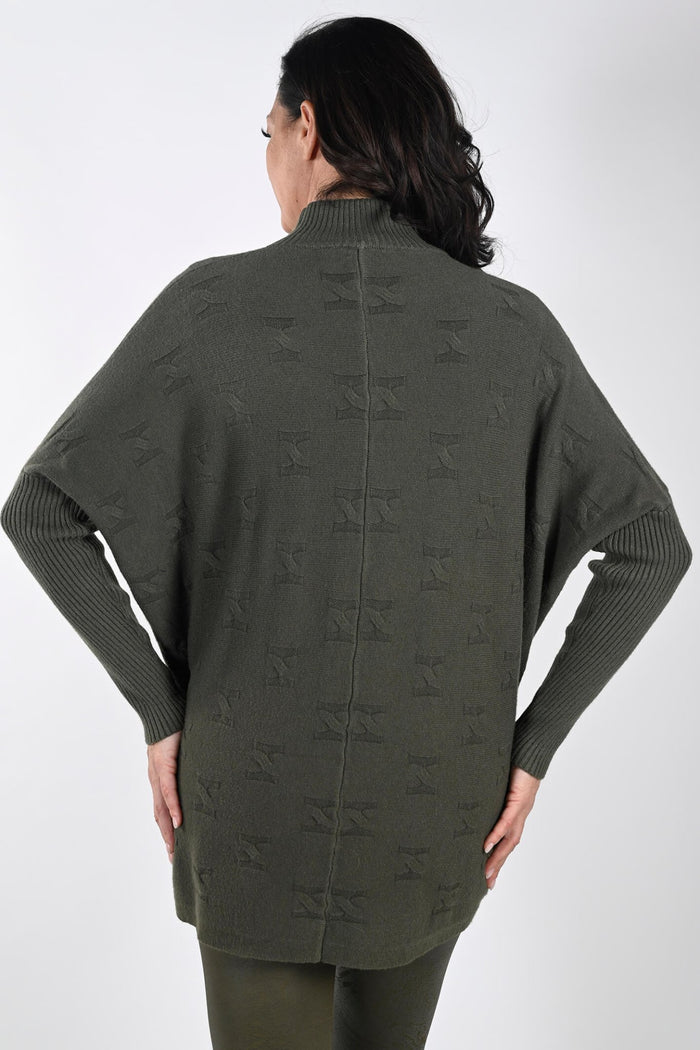 Frank Lyman 233864U Khaki Green Bat Wing Crew Neck Jumper - Dotique