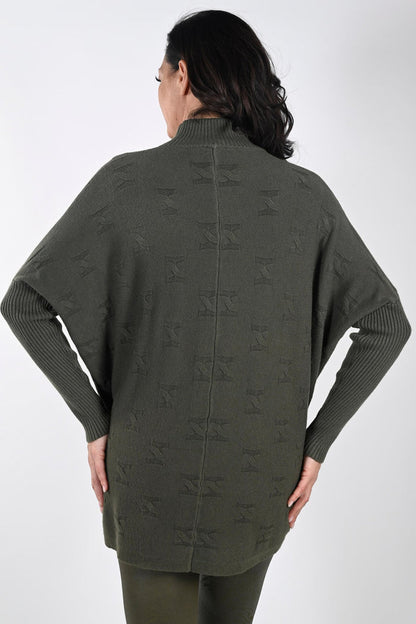 Frank Lyman 233864U Khaki Green Bat Wing Crew Neck Jumper - Dotique