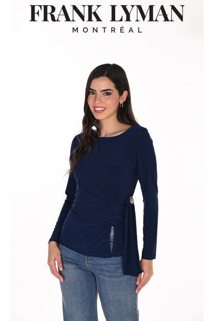 Frank Lyman 263048 Top French Navy long sleeve top Shop Frank Lyman at Dotique