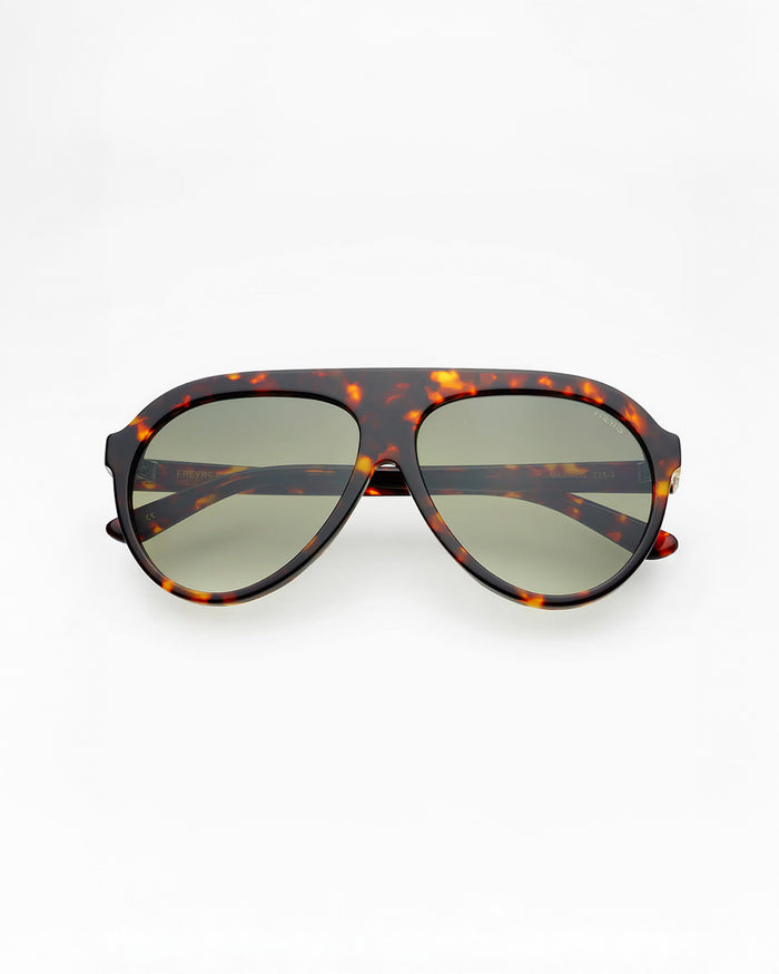 Front view of the Freyrs Maxwell Sunglasses in tortoise showing the shaded lenses
