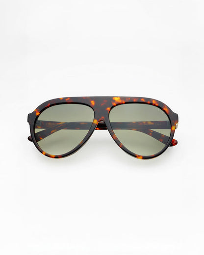 Front view of the Freyrs Maxwell Sunglasses in tortoise showing the shaded lenses