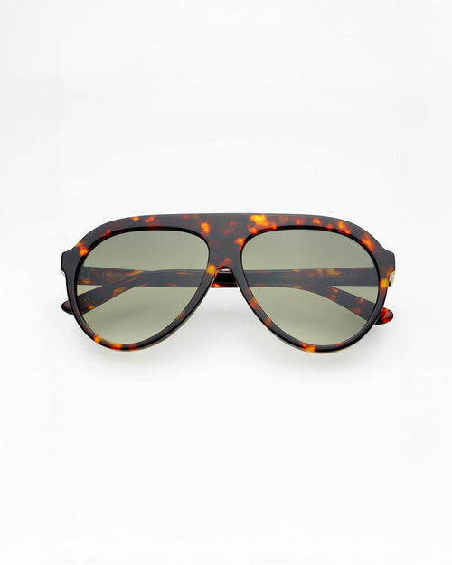 Front view of the Freyrs Maxwell Sunglasses in tortoise showing the shaded lenses