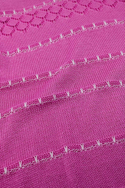 Fuchsia Midi Sleeveless Dress With V-neck and Crochet Design - dress
