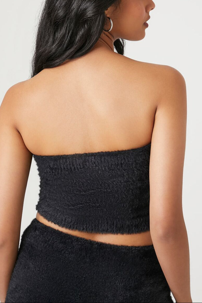 Fuzzy Sweater-Knit Tube Top