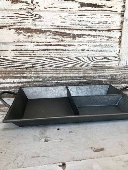 Galvanized Divided Serving Tray