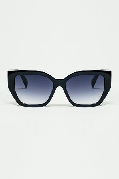 geometric thick black sunglasses with gradient lens