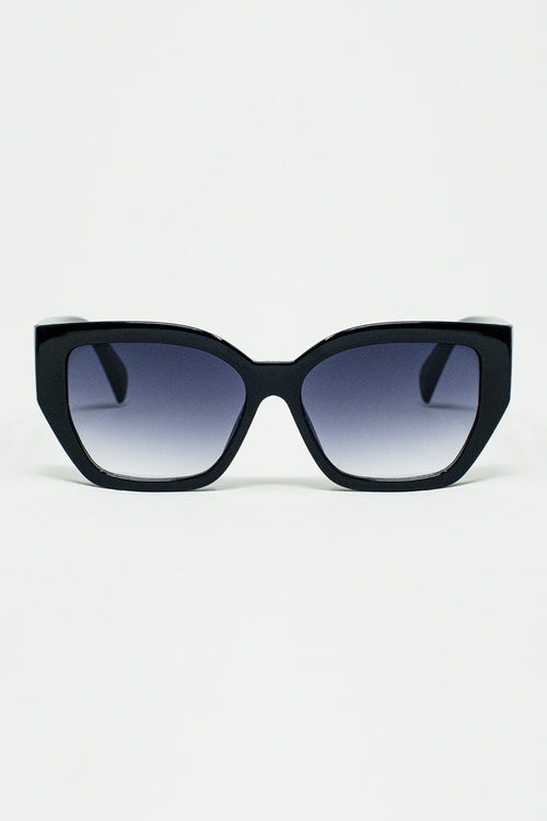 geometric thick black sunglasses with gradient lens