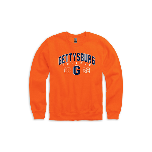 Gettysburg College Block G Orange Crewneck Sweatshirt