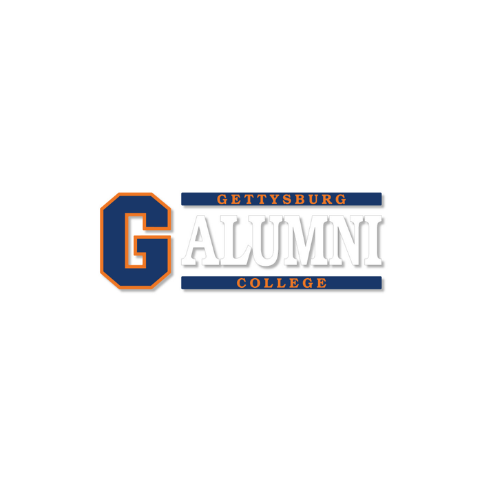 Gettysburg College Block G with Alumni Text 6" x 2" Vinyl Decal