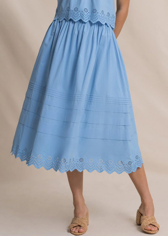 spring blue set Gigi Eyelet Ocean Channel Midi Skirt by Southern Tide